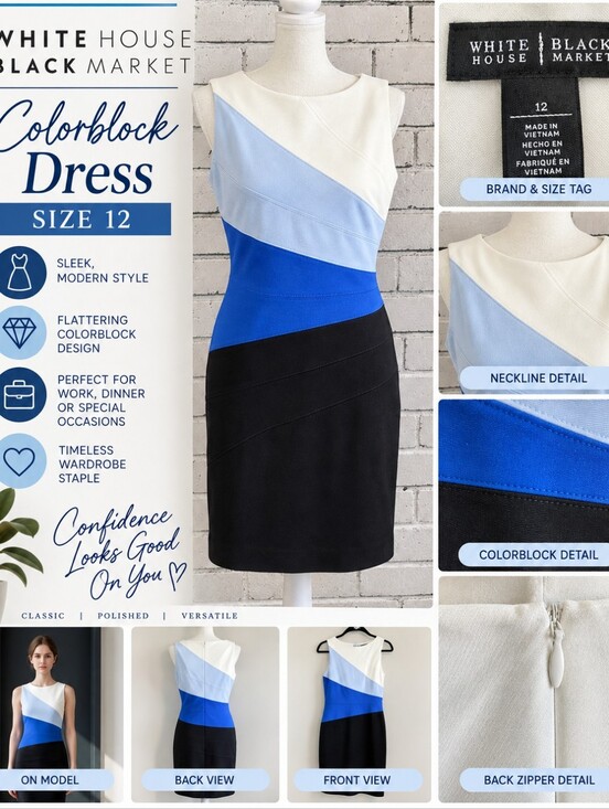 White House Black Market Dresses & Skirts - WHBM: Colorblock Blue Black & White Dress